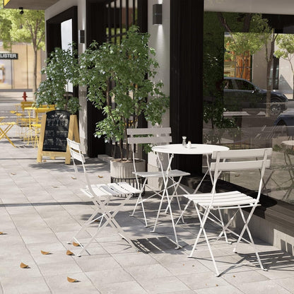 Ensemble bistro pliable en métal 3 pièces, résistant aux intempéries, idéal pour l'intérieur et l'extérieur, avec terrasse, jardin ou cour.