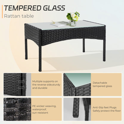 Ensemble de mobilier de jardin en résine tressée 4 pièces, canapé d'angle extérieur en rotin avec coussins