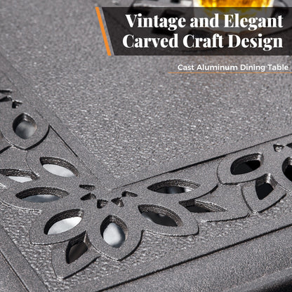 Ensemble de salle à manger d'extérieur MAISON ARTS 7 pièces en fonte d'aluminium avec table rectangulaire extensible et 6 chaises en fonte d'aluminium