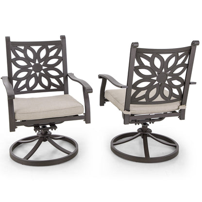 Ensemble de salle à manger d'extérieur MAISON ARTS 7 pièces en fonte d'aluminium avec table rectangulaire extensible et 6 chaises en fonte d'aluminium