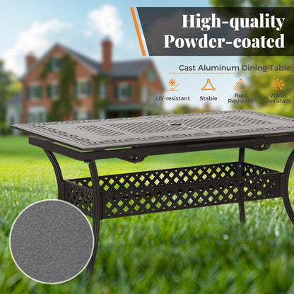 Ensemble de salle à manger d'extérieur MAISON ARTS 7 pièces en fonte d'aluminium avec table rectangulaire extensible et 6 chaises en fonte d'aluminium