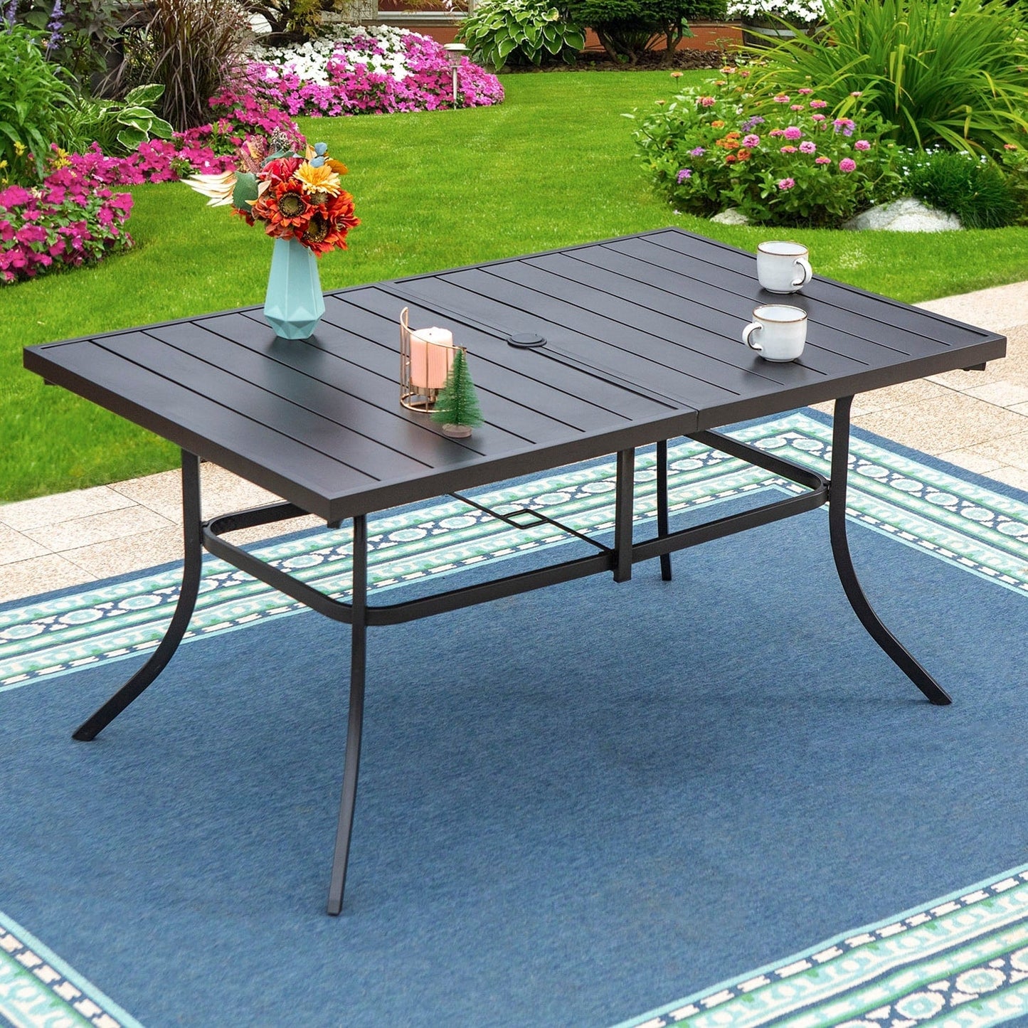 Ensemble de salle à manger d'extérieur MAISON ARTS 8 pièces avec parasol de 4 m