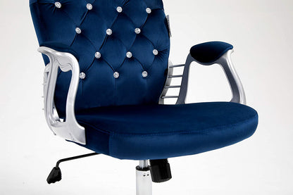 Fauteuil pivotant Chesterfield en velours bleu