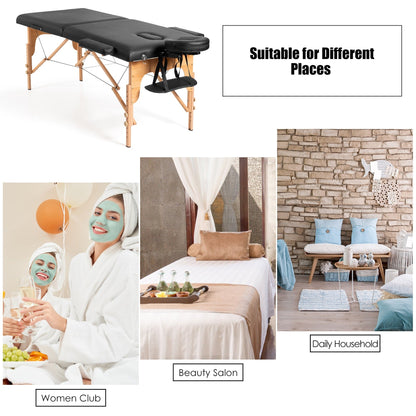 Table de massage portable de 213 cm (84 po) de long, réglable, pour le visage, les soins spa et les tatouages, avec sac de transport.