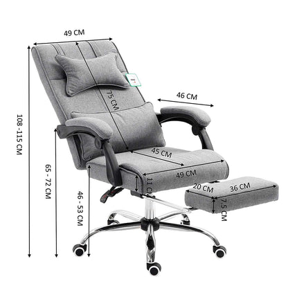 Fauteuil inclinable exécutif Lawrence avec repose-pieds et appui-tête en gris