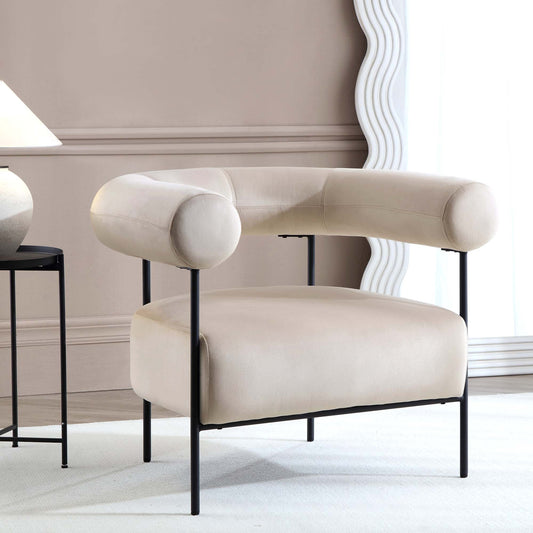 Fauteuil Fulbourn en velours champagne