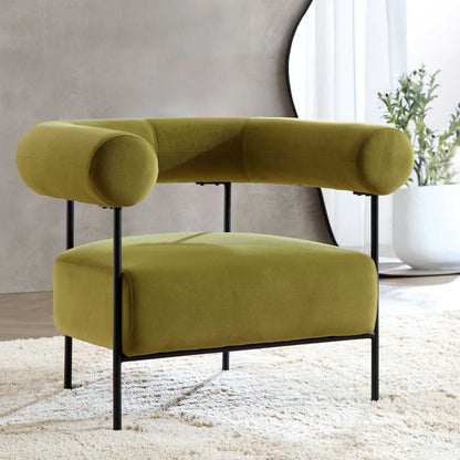 Fauteuil Fulbourn en velours vert olive