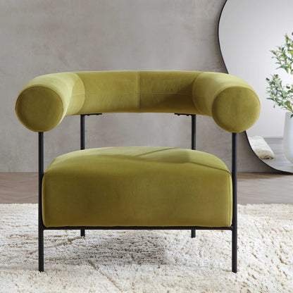 Fauteuil Fulbourn en velours vert olive