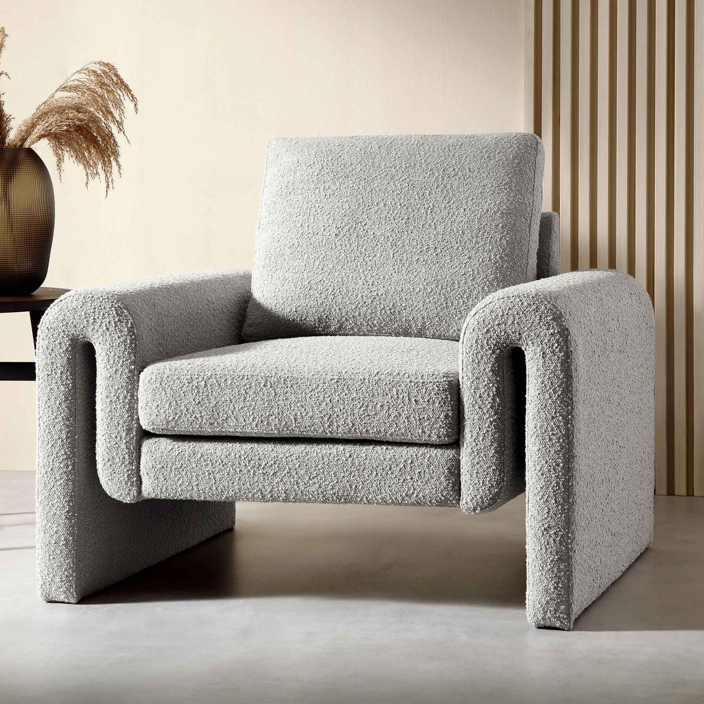 Fauteuil incurvé Hampstead gris Boucle