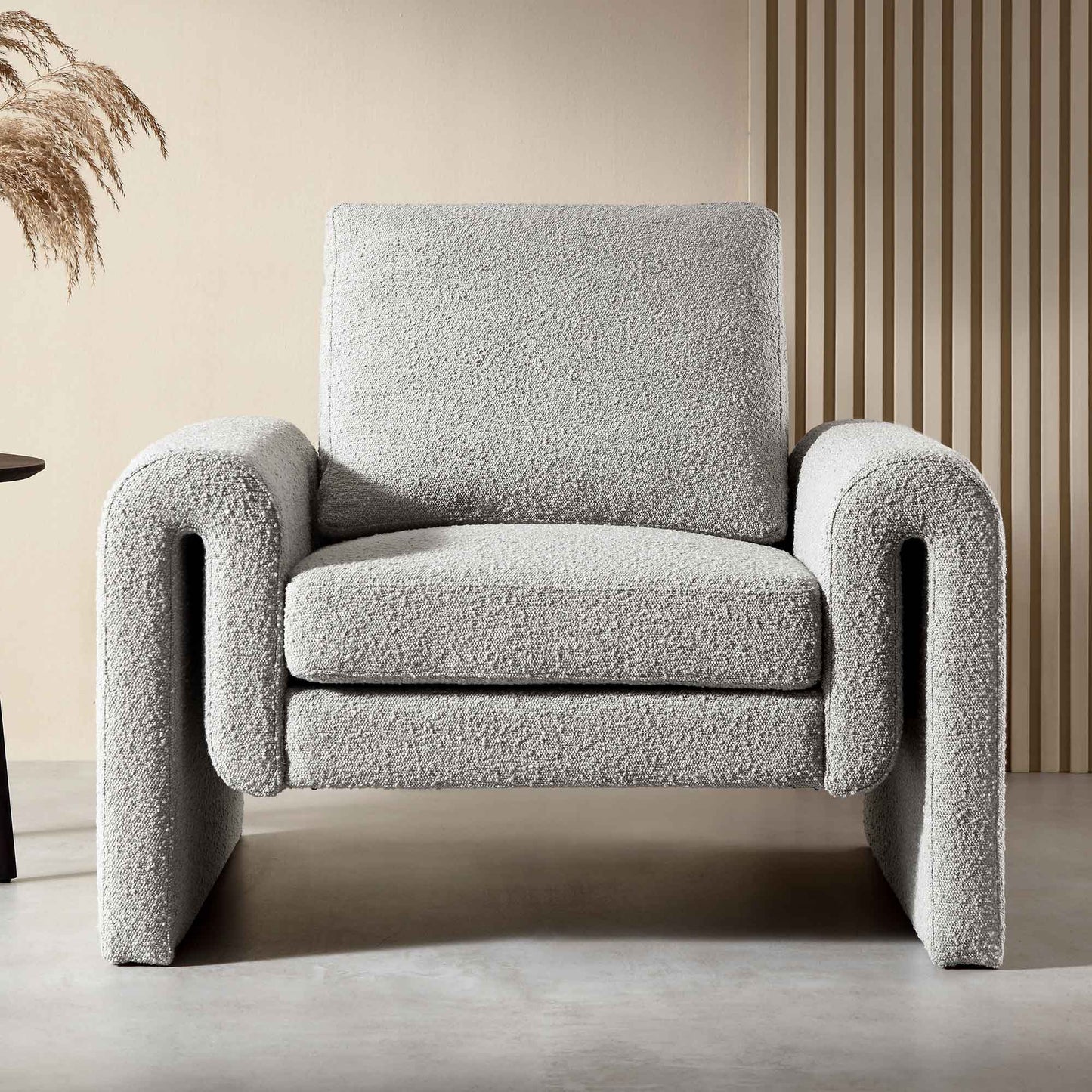 Fauteuil incurvé Hampstead gris Boucle