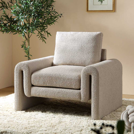 Fauteuil incurvé Hampstead Taupe Boucle