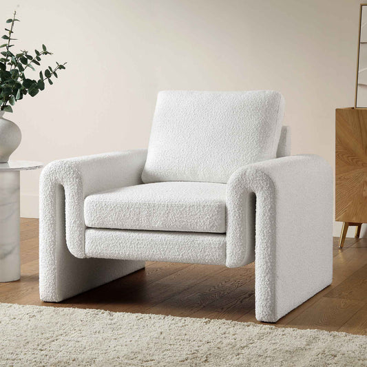 Fauteuil incurvé Hampstead White Boucle