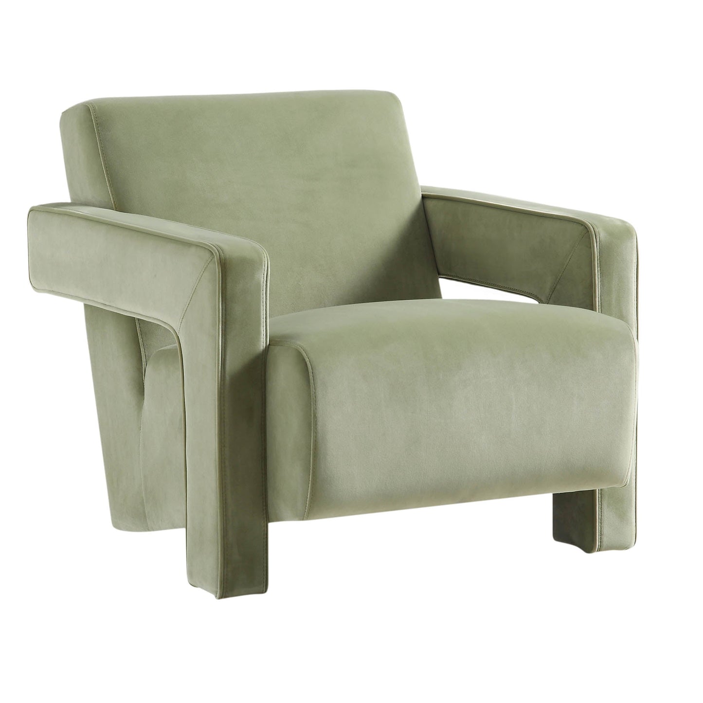 Fauteuil sculptural Brompton, velours lichen