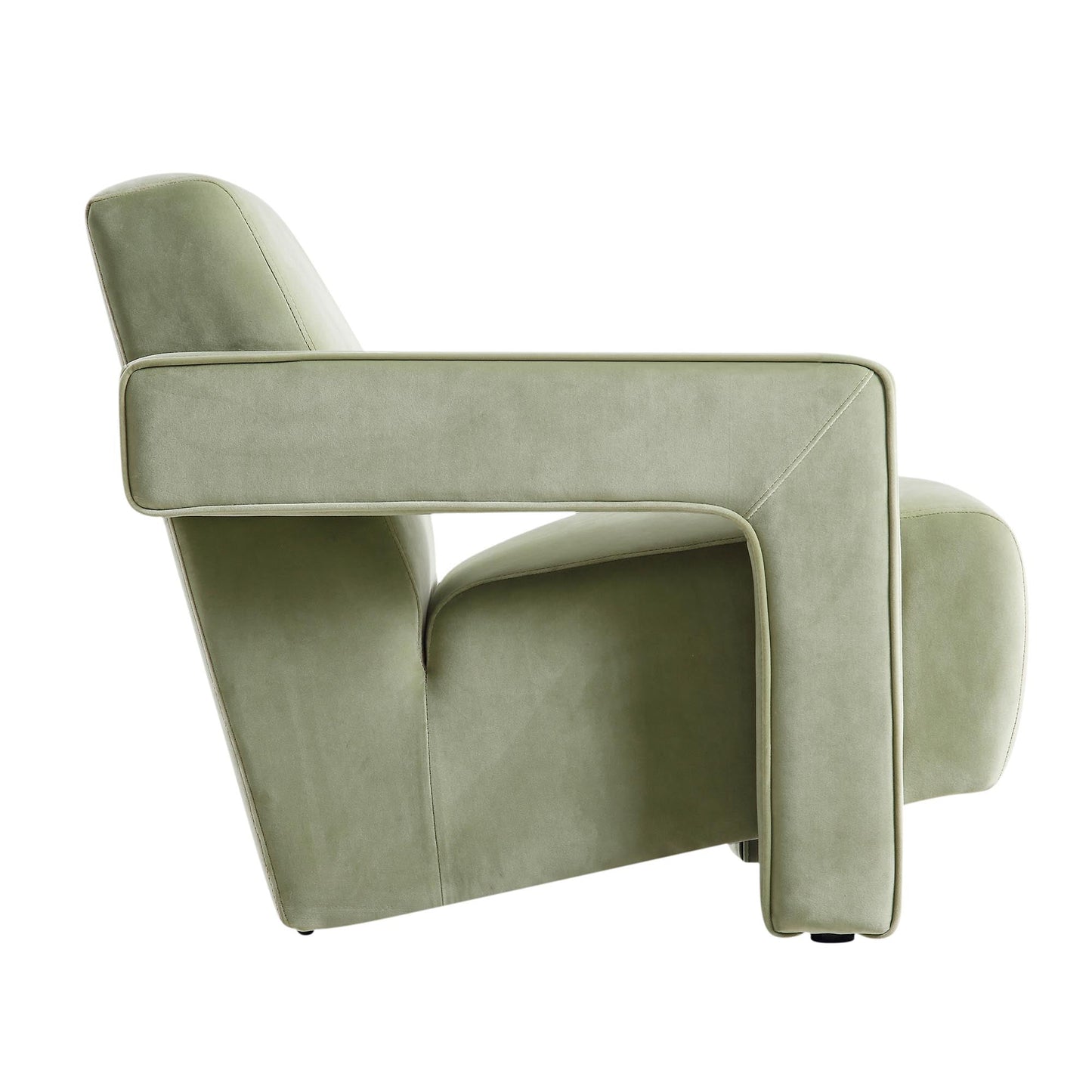 Fauteuil sculptural Brompton, velours lichen