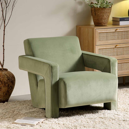 Fauteuil sculptural Brompton, velours lichen