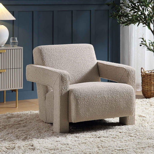 Fauteuil sculptural Brompton, boucle taupe