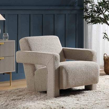 Fauteuil sculptural Brompton, boucle taupe