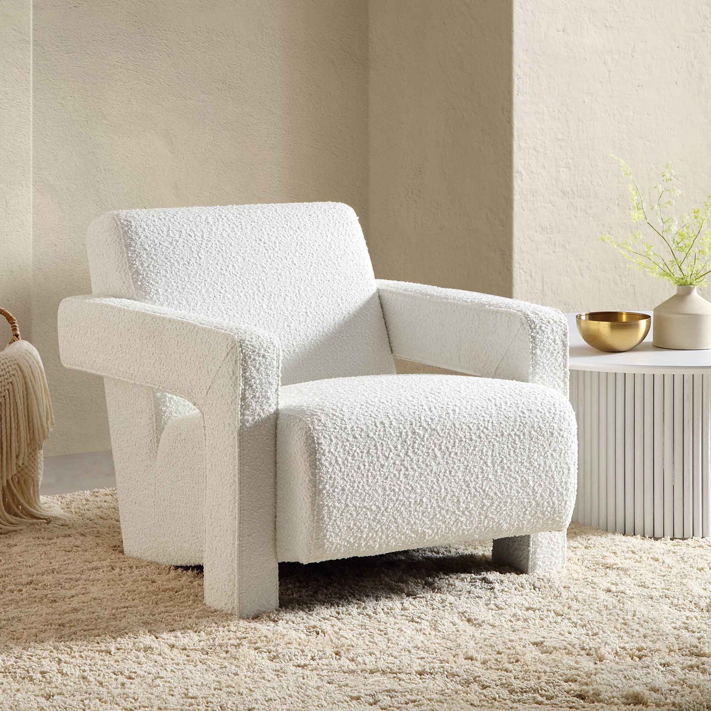 Fauteuil sculptural Brompton, Boucle blanche