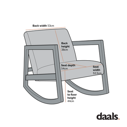 Fauteuil à bascule en chêne naturel à rayures Fyne Sage en lin mélangé