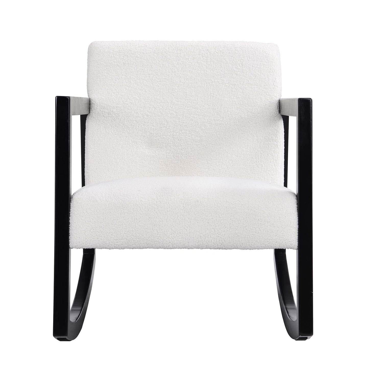 Fauteuil à bascule Fyne Ecru Boucle, cadre noir