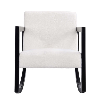 Fauteuil à bascule Fyne Ecru Boucle, cadre noir