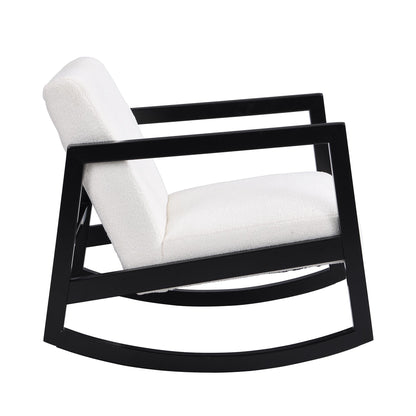 Fauteuil à bascule Fyne Ecru Boucle, cadre noir