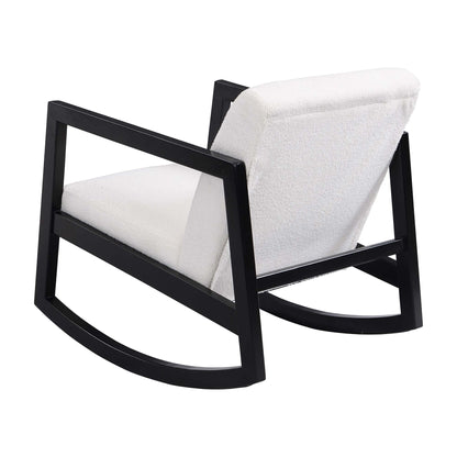 Fauteuil à bascule Fyne Ecru Boucle, cadre noir