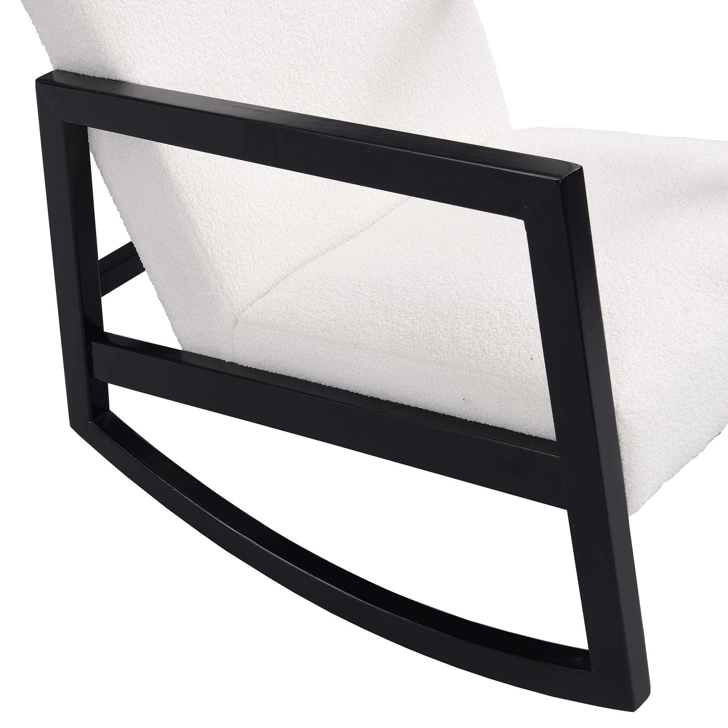 Fauteuil à bascule Fyne Ecru Boucle, cadre noir