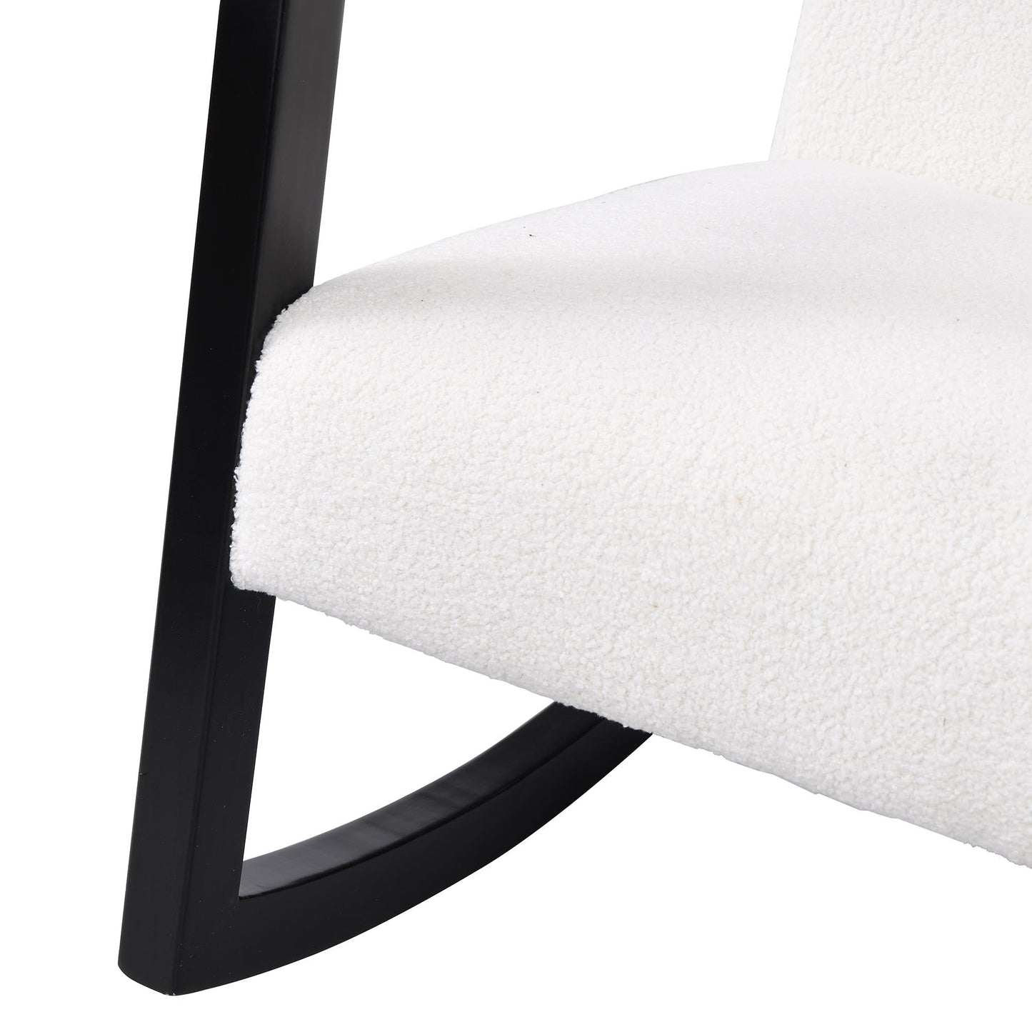 Fauteuil à bascule Fyne Ecru Boucle, cadre noir