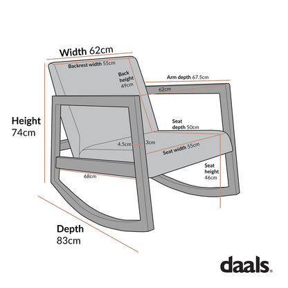 Fauteuil à bascule en velours cannelle Fyne en chêne patiné