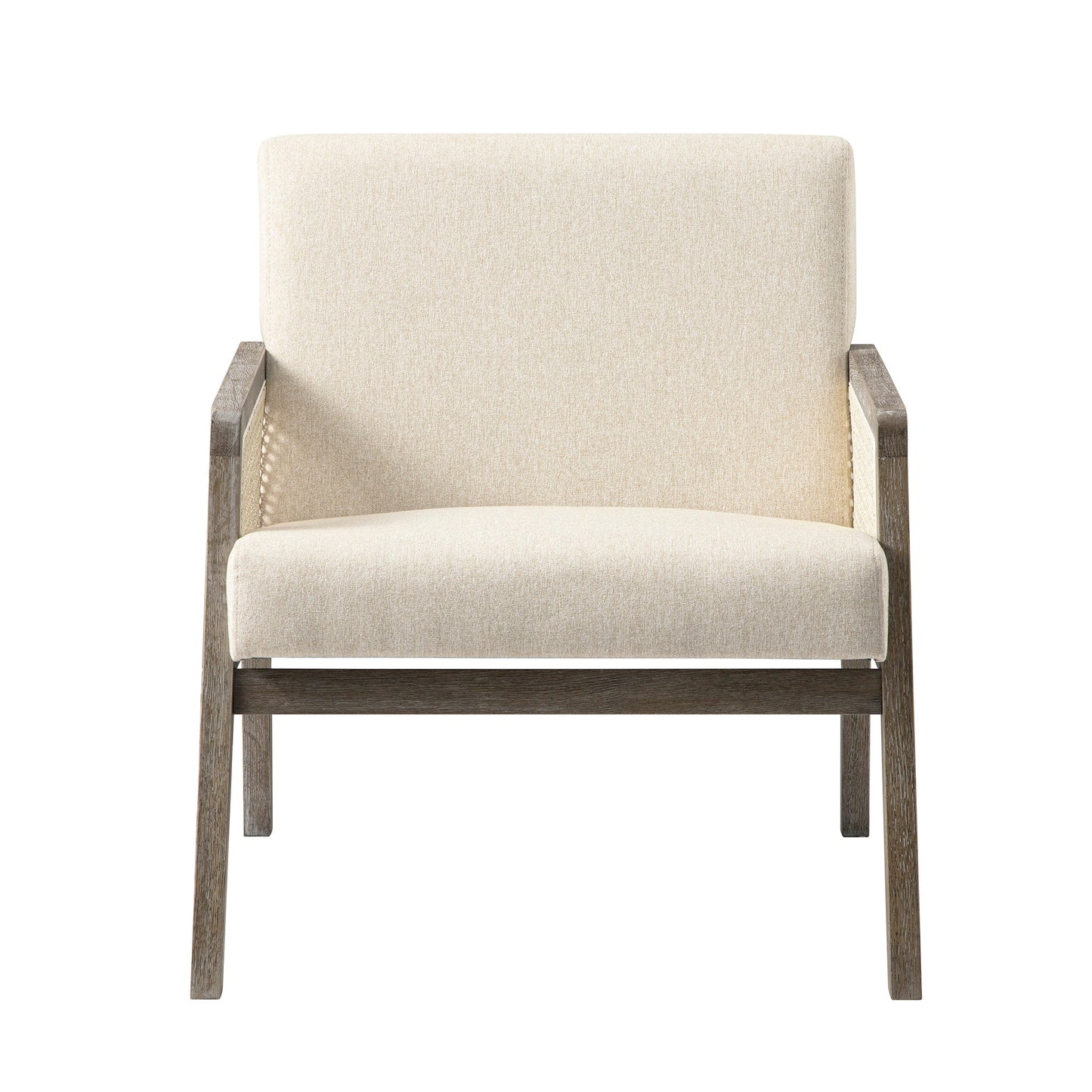 Fauteuil en rotin avec cadre en chêne patiné et tissu avoine Fyne