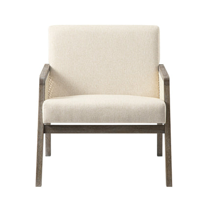 Fauteuil en rotin avec cadre en chêne patiné et tissu avoine Fyne