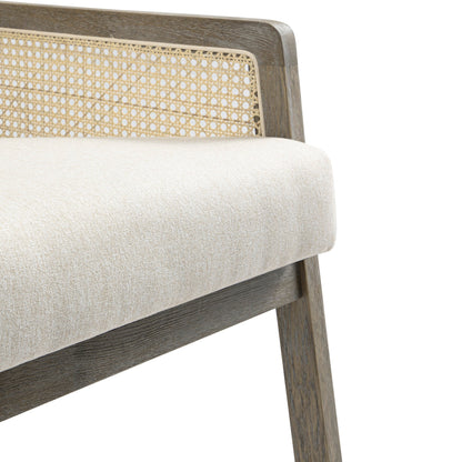 Fauteuil en rotin avec cadre en chêne patiné et tissu avoine Fyne