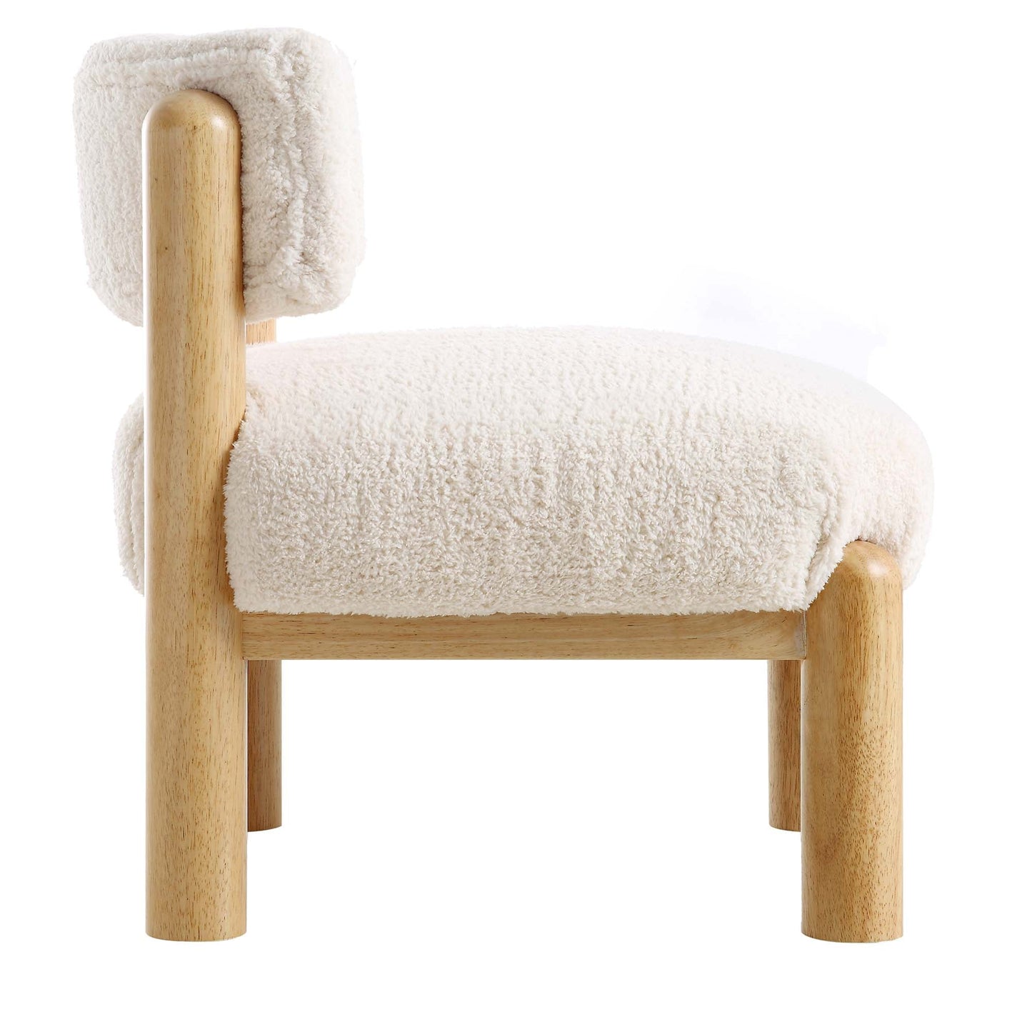 Fauteuil d'appoint en fausse peau de mouton Sherpa écru Okja