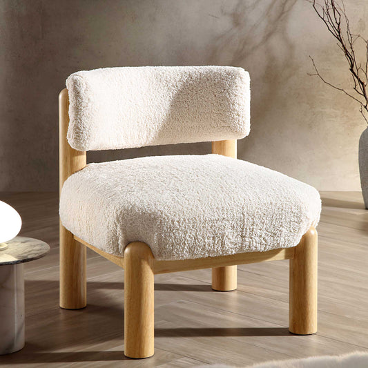 Fauteuil d'appoint en fausse peau de mouton Sherpa écru Okja