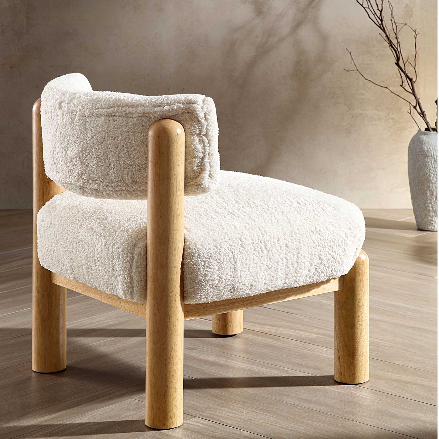 Fauteuil d'appoint en fausse peau de mouton Sherpa écru Okja