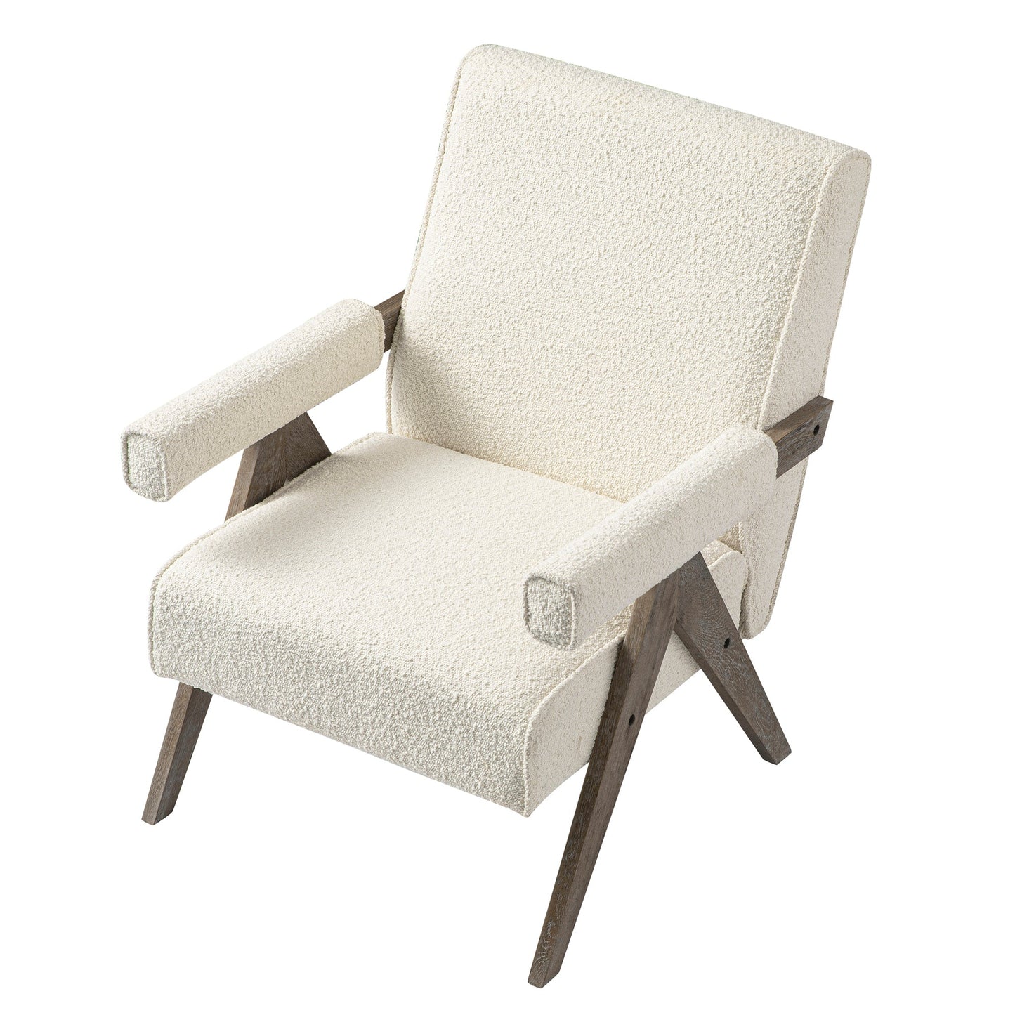 Chaise d'appoint Chinnor Beige Boucle avec cadre en chêne patiné