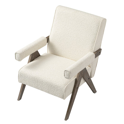 Chaise d'appoint Chinnor Beige Boucle avec cadre en chêne patiné