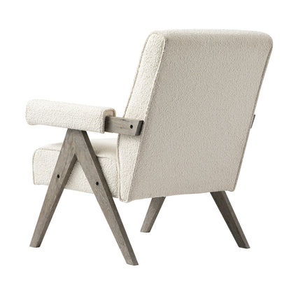 Chaise d'appoint Chinnor Beige Boucle avec cadre en chêne patiné