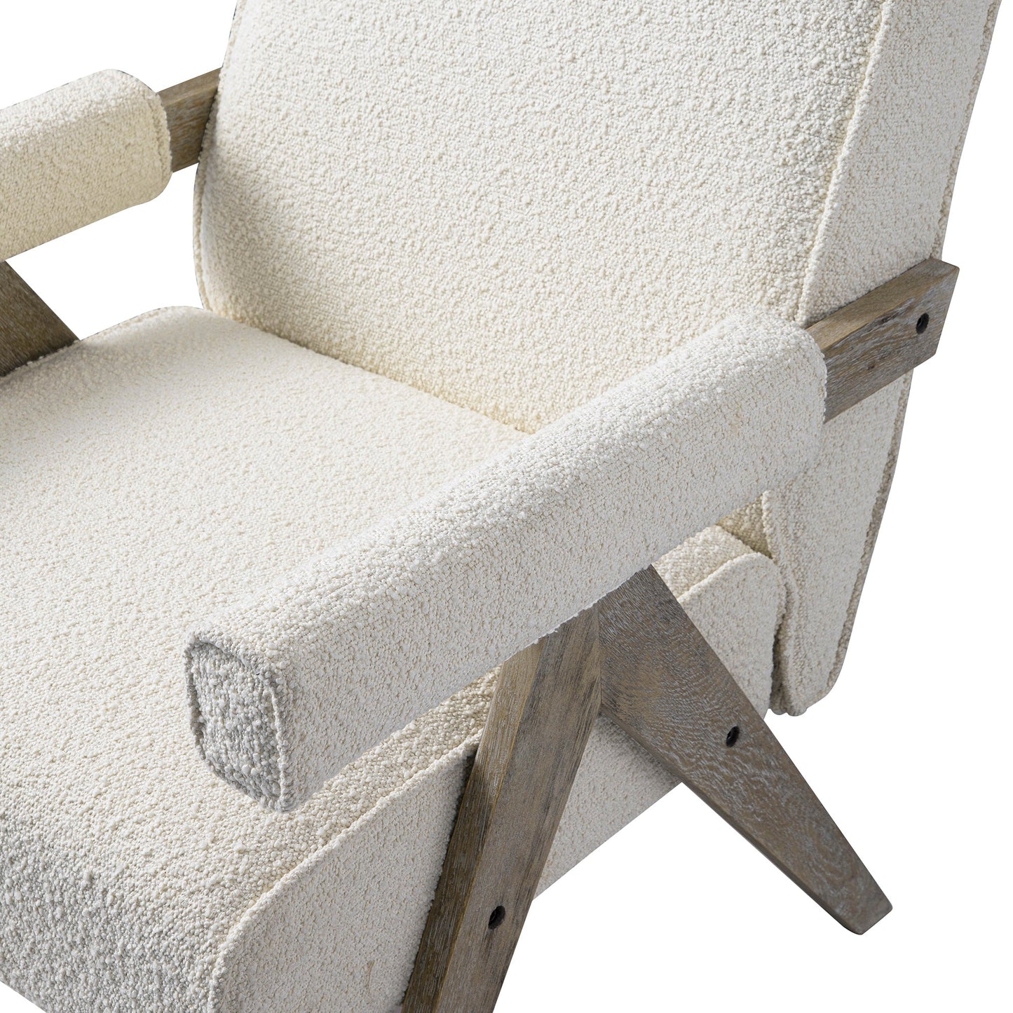 Chaise d'appoint Chinnor Beige Boucle avec cadre en chêne patiné