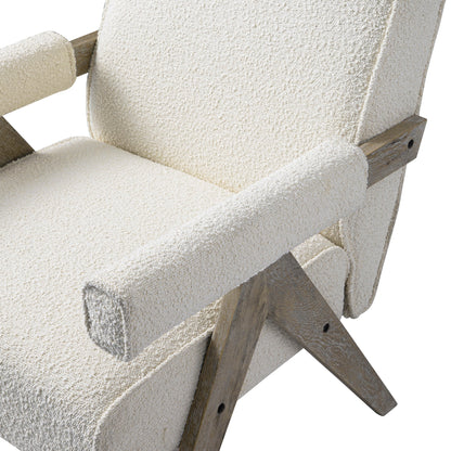 Chaise d'appoint Chinnor Beige Boucle avec cadre en chêne patiné