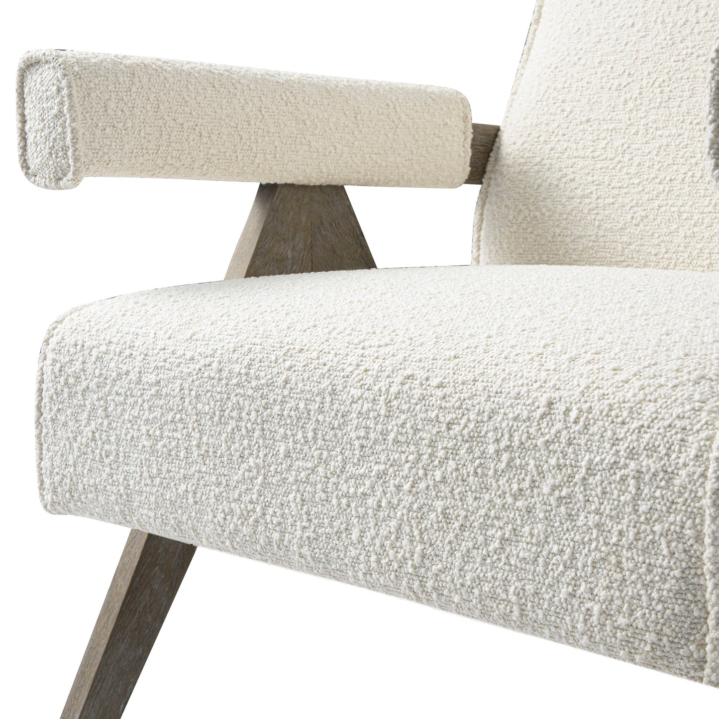 Chaise d'appoint Chinnor Beige Boucle avec cadre en chêne patiné