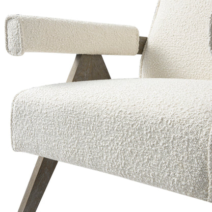 Chaise d'appoint Chinnor Beige Boucle avec cadre en chêne patiné