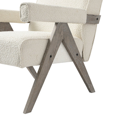 Chaise d'appoint Chinnor Beige Boucle avec cadre en chêne patiné