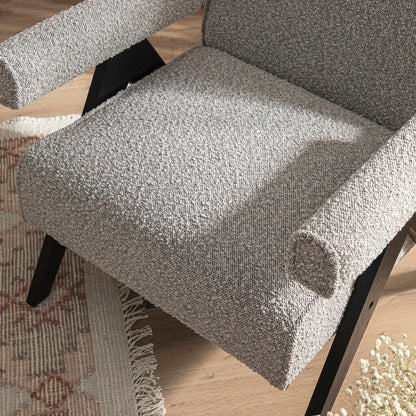 Chaise d'appoint Chinnor Taupe Boucle avec cadre en chêne noir