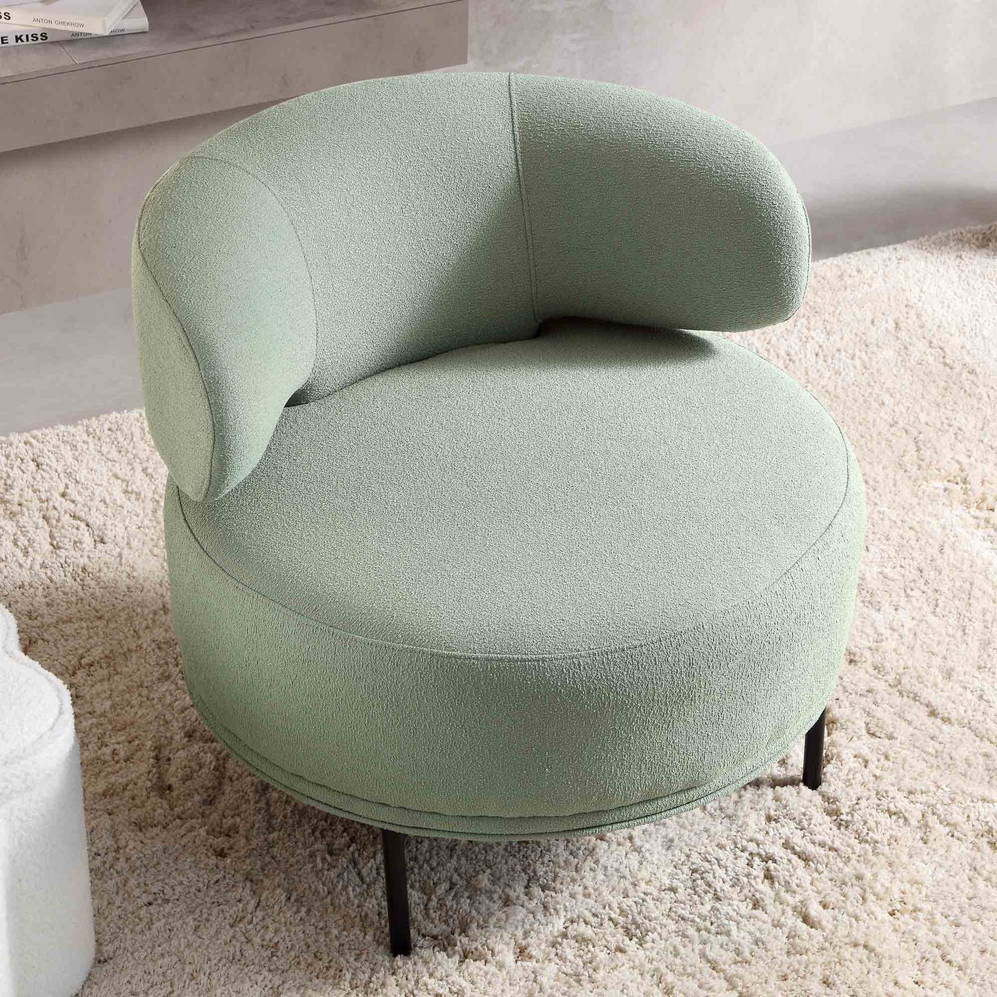 Fauteuil d'appoint à oreilles bouclées vert sauge de Penn