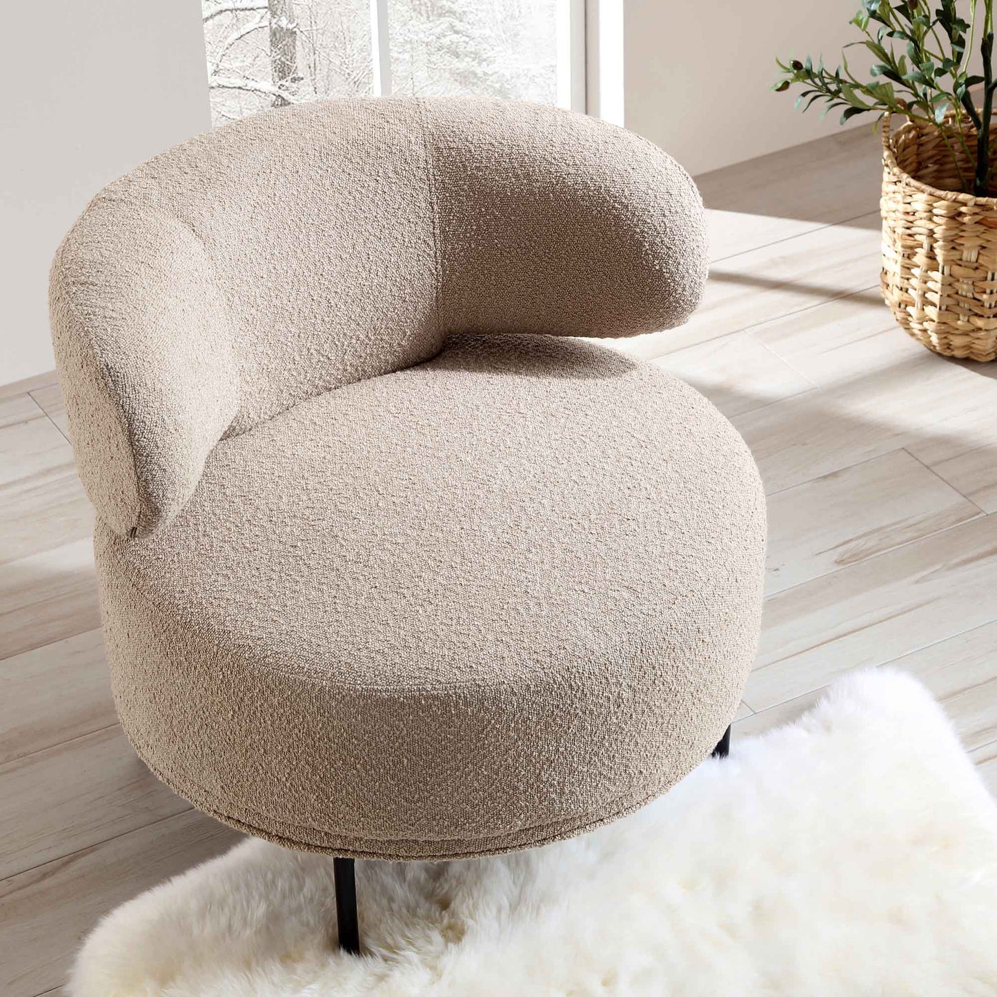 Fauteuil d'appoint à oreilles Penn Taupe Boucle