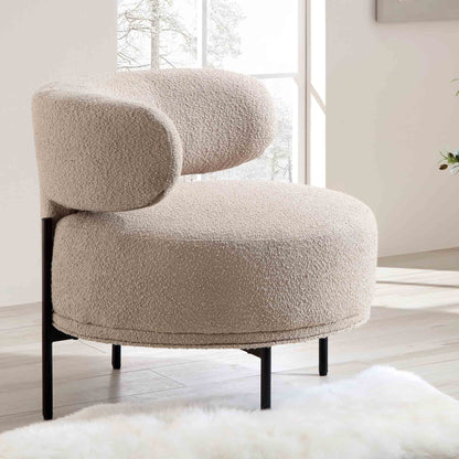 Fauteuil d'appoint à oreilles Penn Taupe Boucle