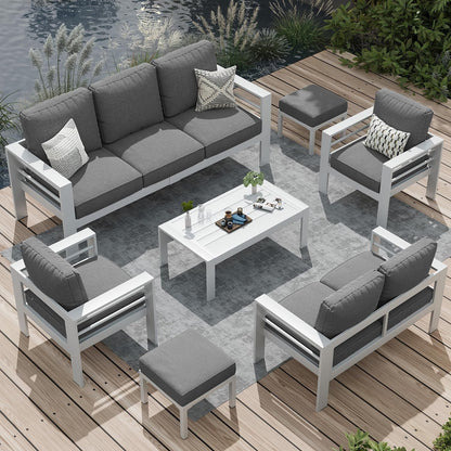 Ensemble de mobilier de patio en aluminium AECOJOY 7 pièces, ensemble de conversation d'extérieur