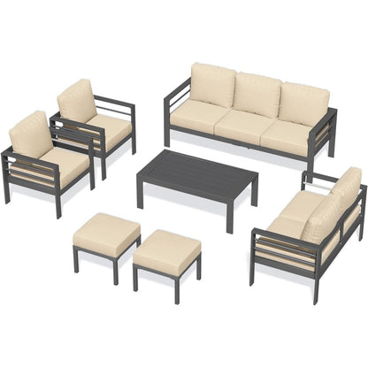 Ensemble de mobilier de patio en aluminium AECOJOY 7 pièces, ensemble de conversation d'extérieur